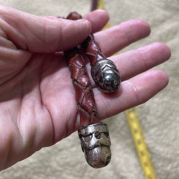 ornate silver, and braided leather rope belt - Picture 4 of 6